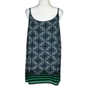 CABI Spaghetti Strap Round neck top with paisley and striped detail  Size M Boho